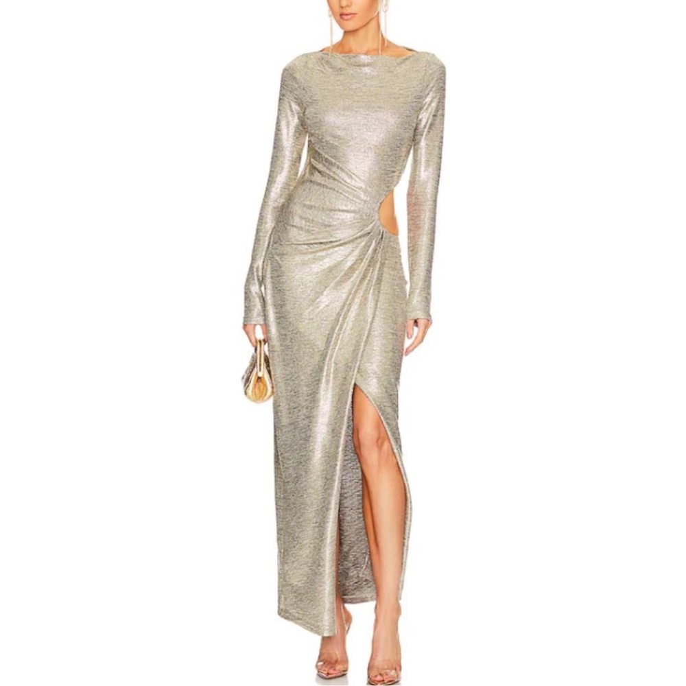Significant Other Metallic Gold Cutout Dress Size 2